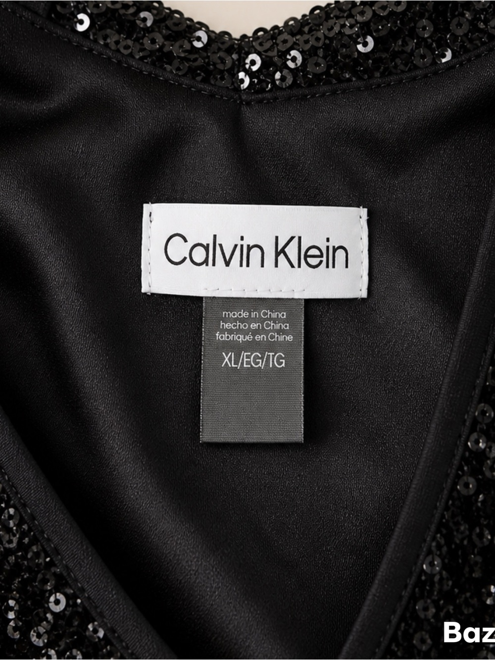 Sz XL Calvin Klein Black Sequined Camisole Tank Top - Picture 3 of 4